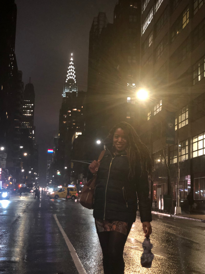 Jennifer D. Laws in front of the Chrysler Building on January 29, 2019