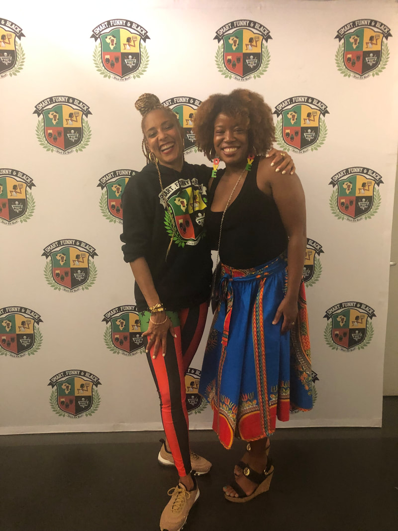 Amanda Seales and Jennifer D. Laws at Smart, Funny, and Black at Apollo Theater in Harlem on July 16, 2019.