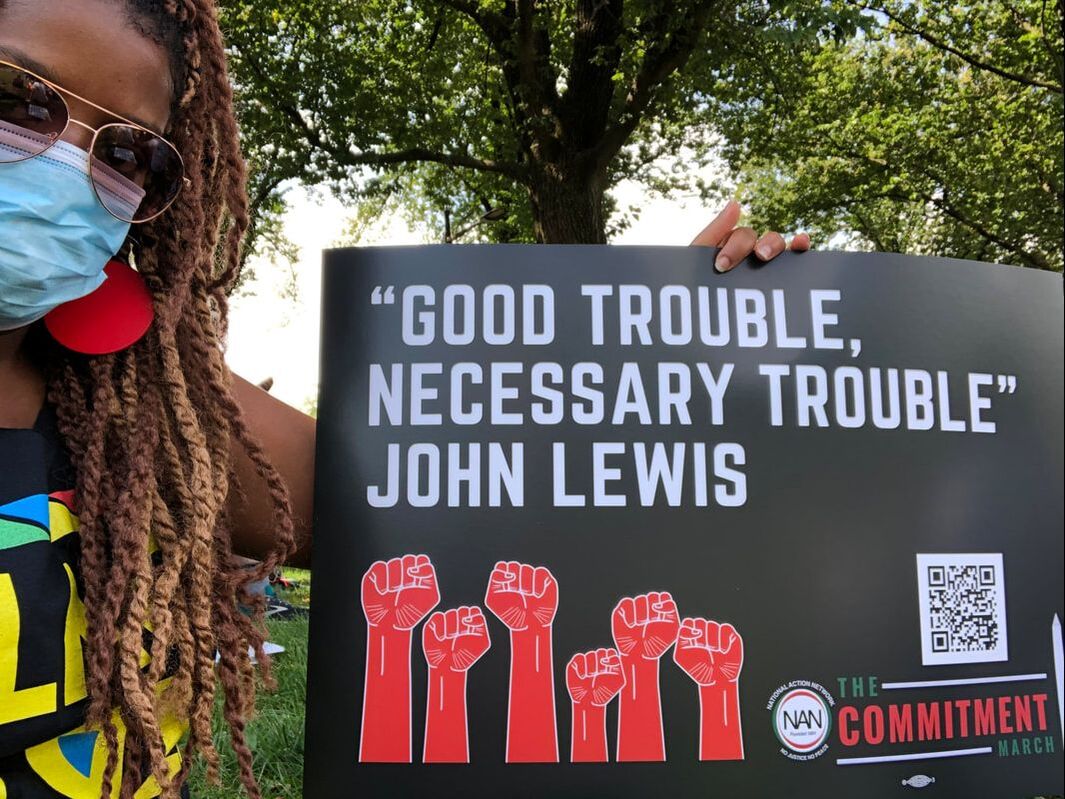 Jennifer D. Laws attends The Commitment March in Washington, D.C. on August 28, 2020. 
